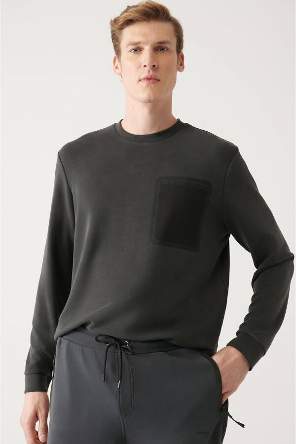 Men's Anthracite Soft Touch Crew Neck Sweatshirt - 8