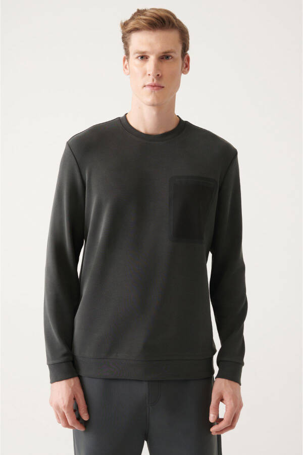 Men's Anthracite Soft Touch Crew Neck Sweatshirt - 1