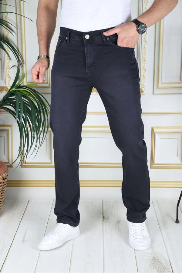 Men's Anthracite Top Pocket Reinforced Regular Fit Relaxed Fit Stretch Chino Linen/canvas Cotton Trousers - 1