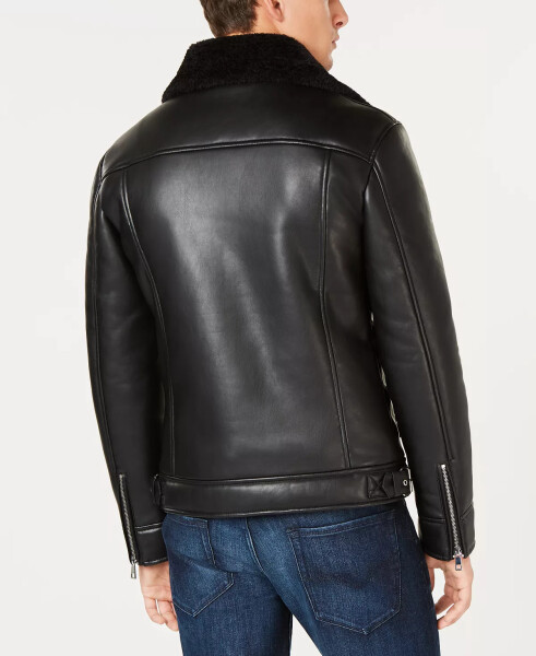 Men's Asymmetrical Faux Leather Moto Jacket, Created for Modazone Black - 2