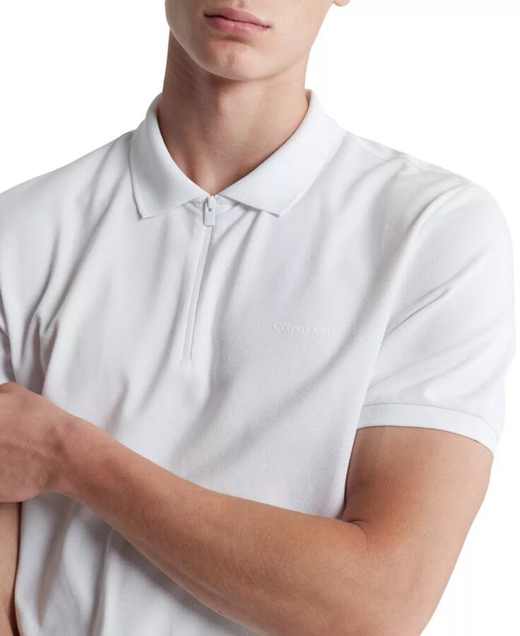 Men's Athletic Tech Zip Polo Shirt Brilliant White - 3