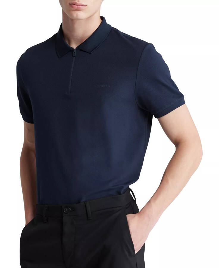 Men's Athletic Tech Zip Polo Shirt Dark Sapphire - 1