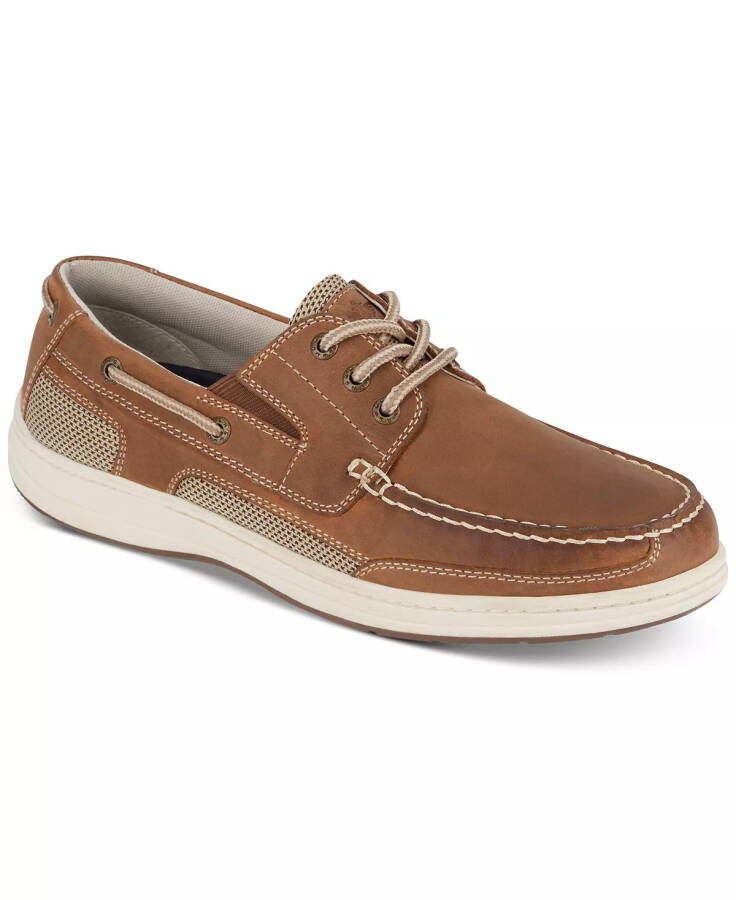 Men's Beacon Leather Casual Boat Shoe with NeverWet Dark Tan - 1