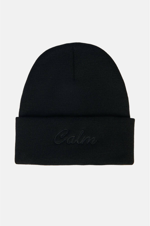 Men's Beanie with Black Embroidered Edge (A32y9205) - 1