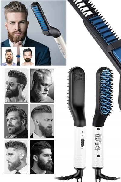 Men's Beard And Hair Straightening Comb Electric Beard Straightener Suitable For Daily Travel - 8