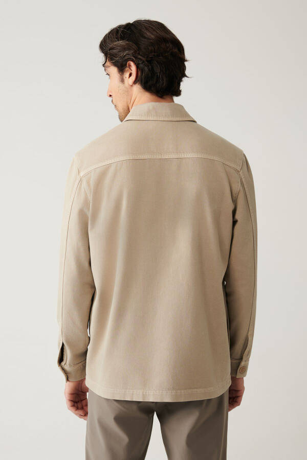 Men's Beige Denim Jacket - 4