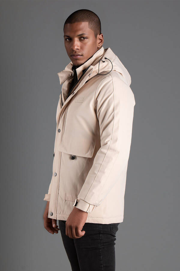 MEN'S BEIGE HOODED PUFFER JACKET 5593 - 1