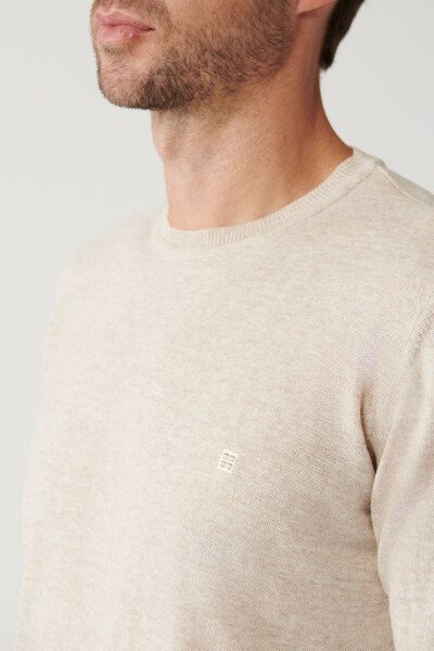 Men's Beige Knit Sweater - 2