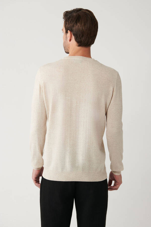 Men's Beige Knit Sweater - 4