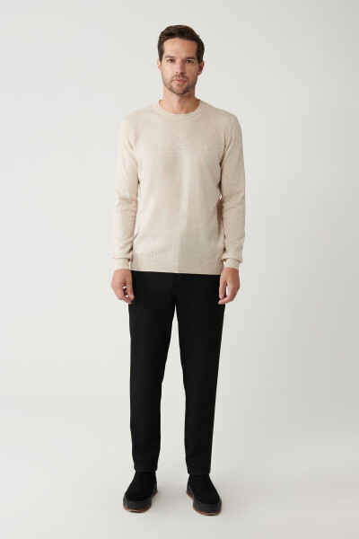 Men's Beige Knit Sweater - 5