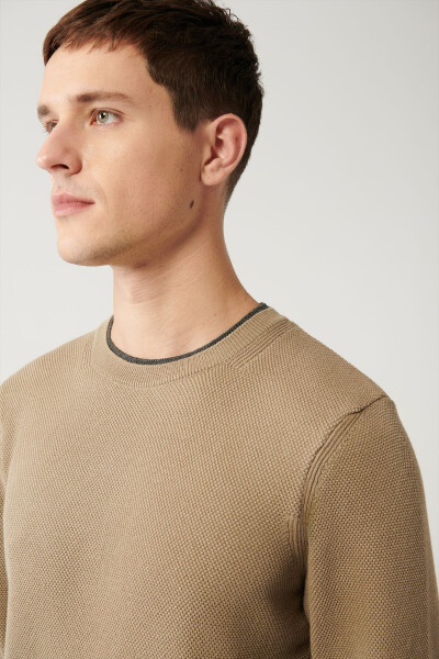 Men's Beige Knitted Sweater - 2