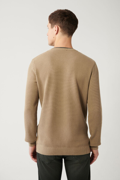 Men's Beige Knitted Sweater - 4