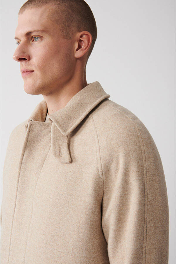 Men's Beige Long Cashmere Coat - 3