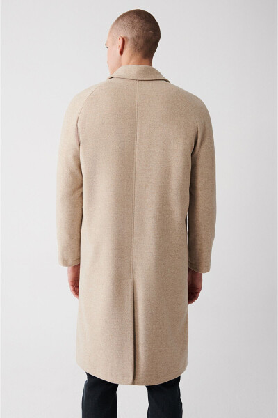 Men's Beige Long Cashmere Coat - 5