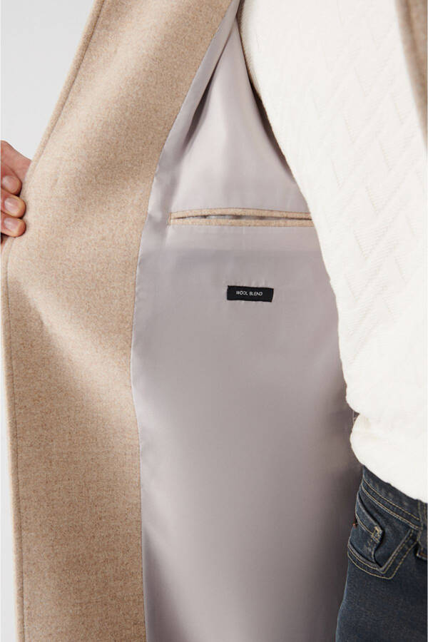 Men's Beige Long Cashmere Coat - 6