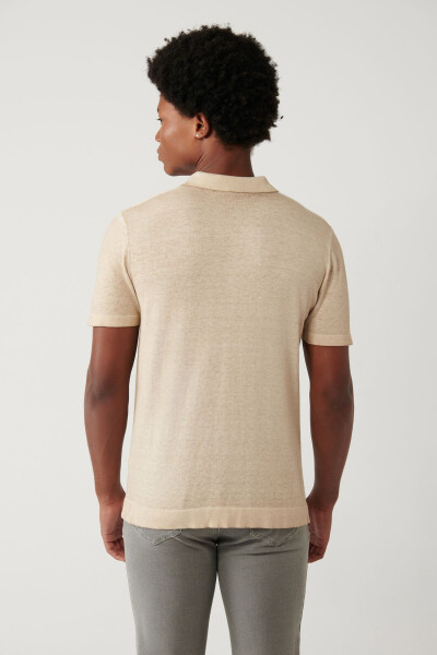 Men's Beige Polo T-Shirt - 2