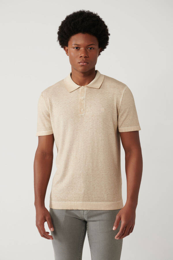 Men's Beige Polo T-Shirt - 3