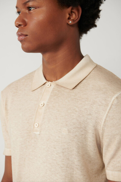 Men's Beige Polo T-Shirt - 4