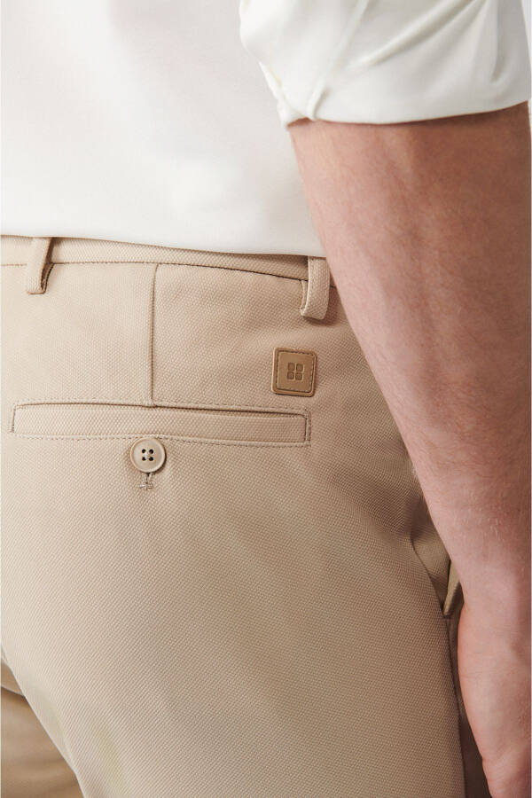 Men's Beige Side Pocket Armored Jersey Slim Fit Pants B003200 - 14