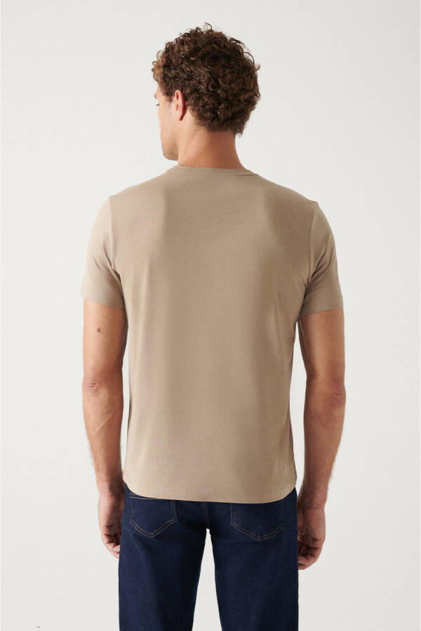 Men's Beige T-shirt 100% Cotton Breathable Crew Neck Regular Fit E001000 - 10