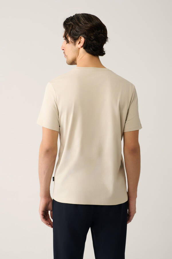 Men's Beige T-Shirt 100% Cotton Breathable Round Neck Regular Fit E001000 - 10