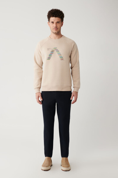 Men's Beige Unisex Sweatshirt - 5