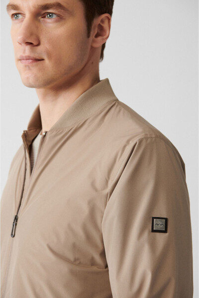 Men's Beige Water-Resistant Ribbed Comfort Fit Lightweight Jacket - 7