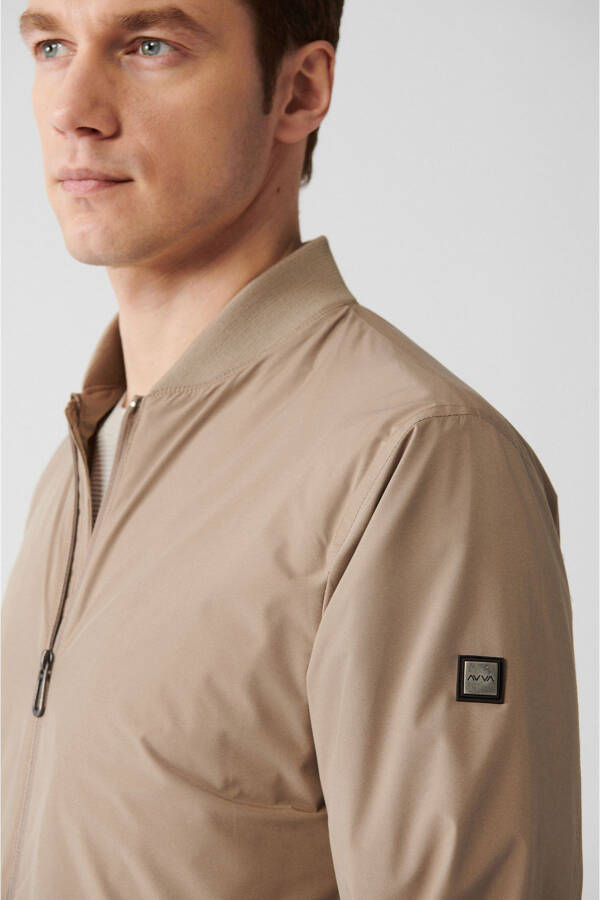 Men's Beige Water-Resistant Ribbed Comfort Fit Lightweight Jacket - 7