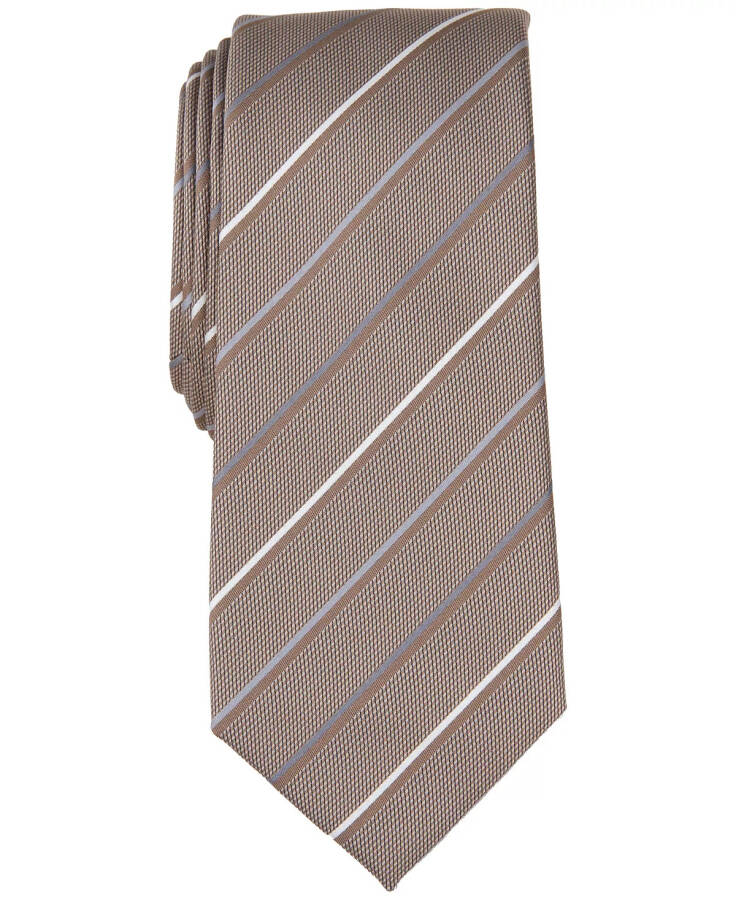 Men's Belwood Slim Stripe Tie, Created for Modazone Taupe - 1