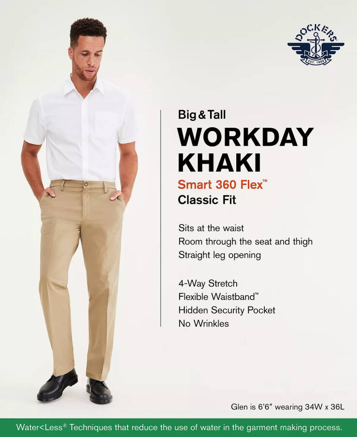 Men's Big & Tall Workday Classic Fit Smart 360 Flex Stretch Khakis Dark Gray - 1