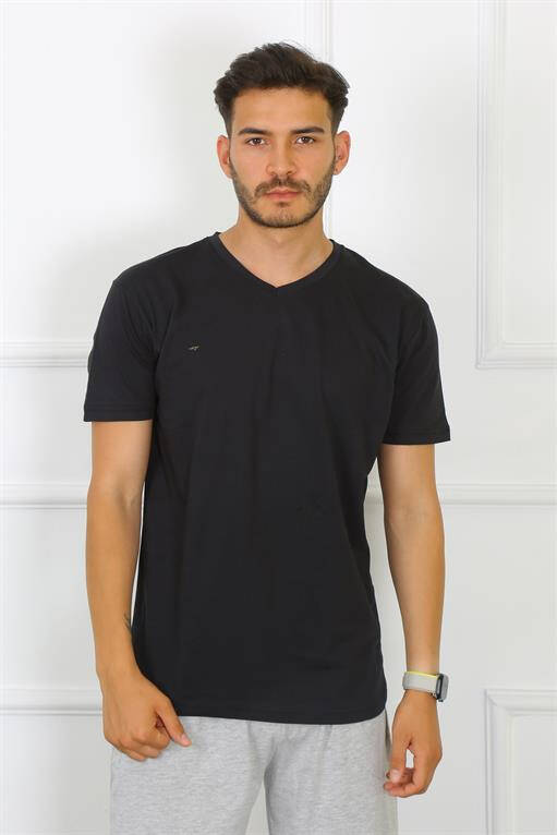 Men's Black 100% Cotton T-Shirt 27486 - 1