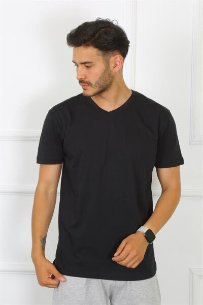 Men's Black 100% Cotton T-Shirt 27486 - 2