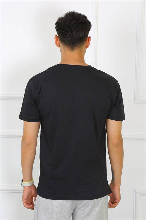 Men's Black 100% Cotton T-Shirt 27486 - 4