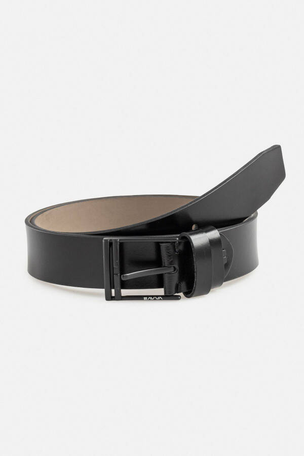 Men's Black 100% Leather Belt A41y9308 - 4