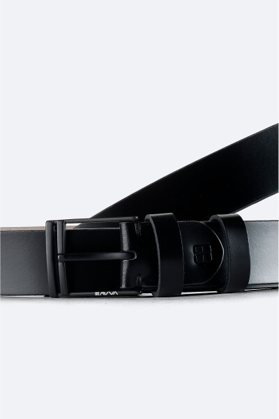 Men's Black 100% Leather Belt A41y9308 - 2