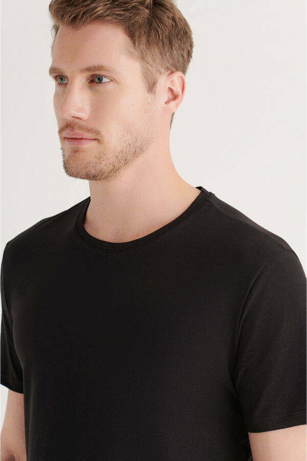 Men's Black 2 Pack 100% Cotton Crew Neck Regular Fit T-shirt E001011 - 10