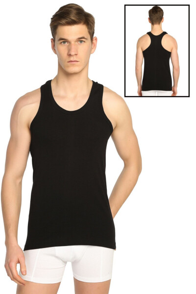 Men's Black 3 Pack Ribbed Sports Tank Top Elf568t0118ccm3 - 5