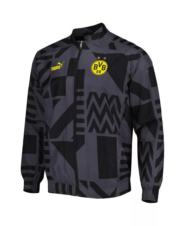 Men's Black Borussia Dortmund Pre-Match Raglan Full-Zip Training Jacket Black - 3