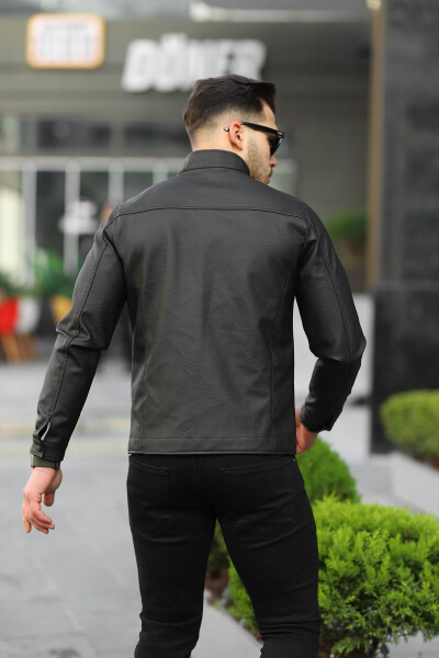 Men's Black Carbon Leather Spring Jacket - 5