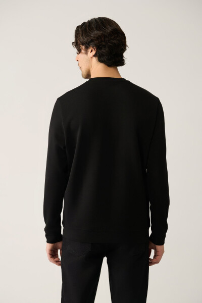 Men's Black Crew Neck Sweatshirt - 4