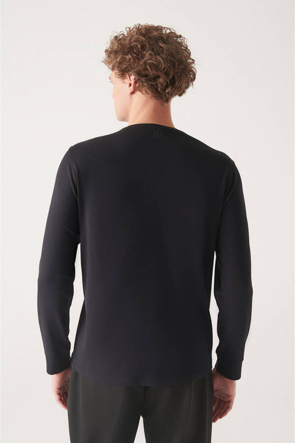 Men's Black Crewneck Fleece Sweatshirt - 4