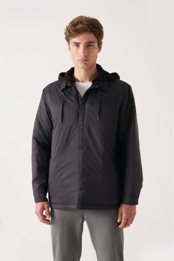 Men's Black Hooded Jacket A22y6081 - 7