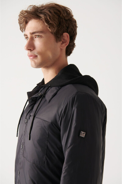 Men's Black Hooded Jacket A22y6081 - 8