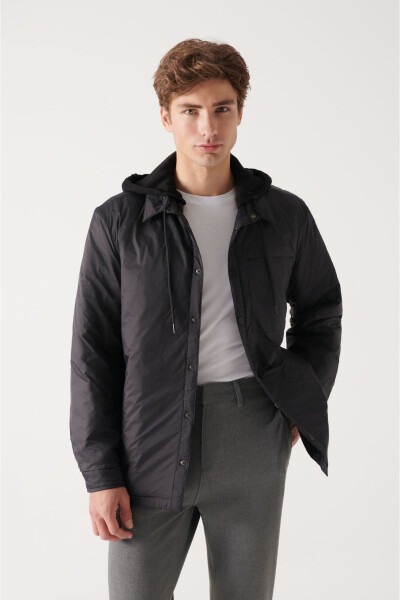 Men's Black Hooded Jacket A22y6081 - 9