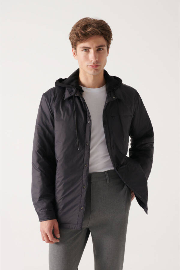 Men's Black Hooded Jacket A22y6081 - 3