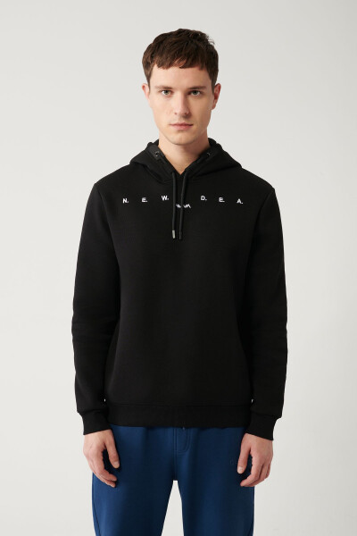 Men's Black Hooded Sweatshirt - 3