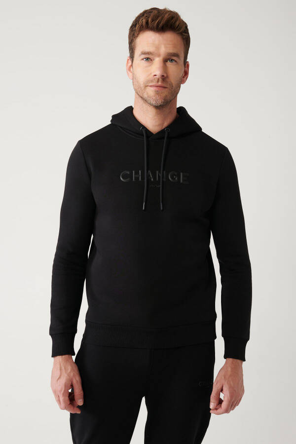 Men's Black Hooded Sweatshirt - 3