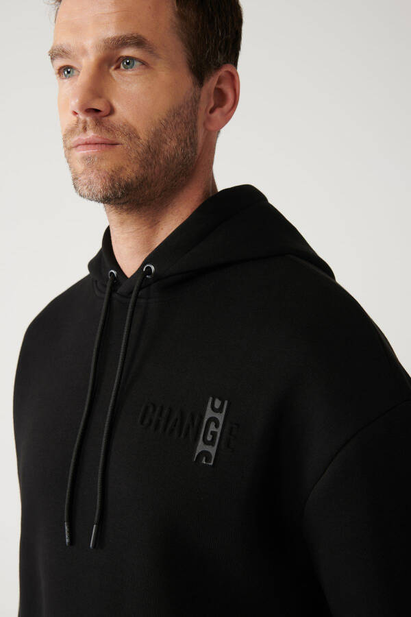 Men's Black Hooded Sweatshirt - 2