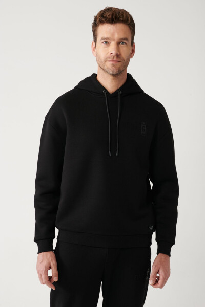 Men's Black Hooded Sweatshirt - 3