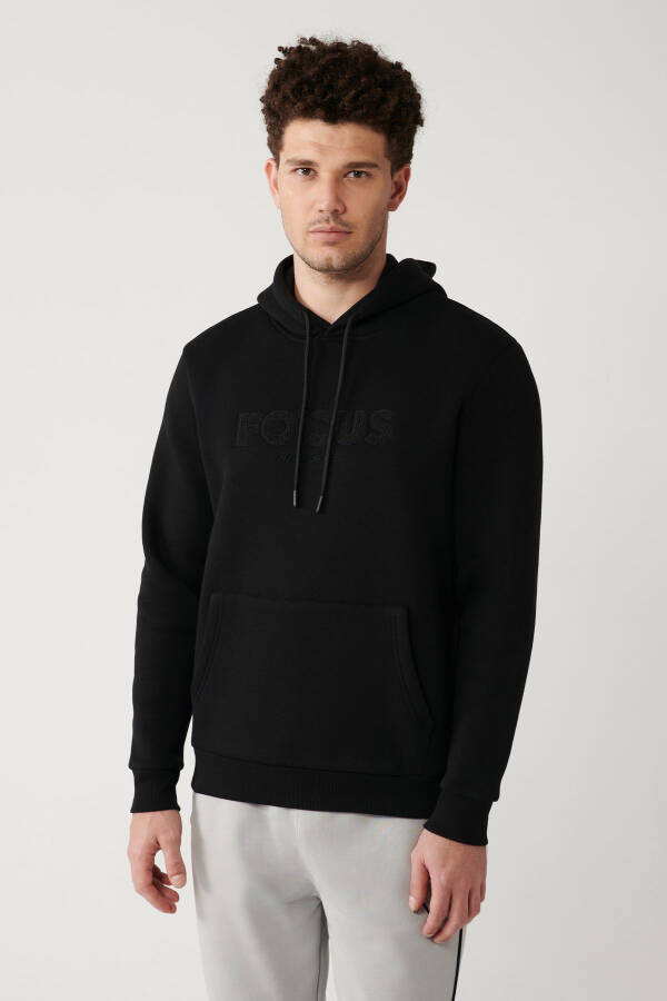 Men's Black Hooded Sweatshirt - 1